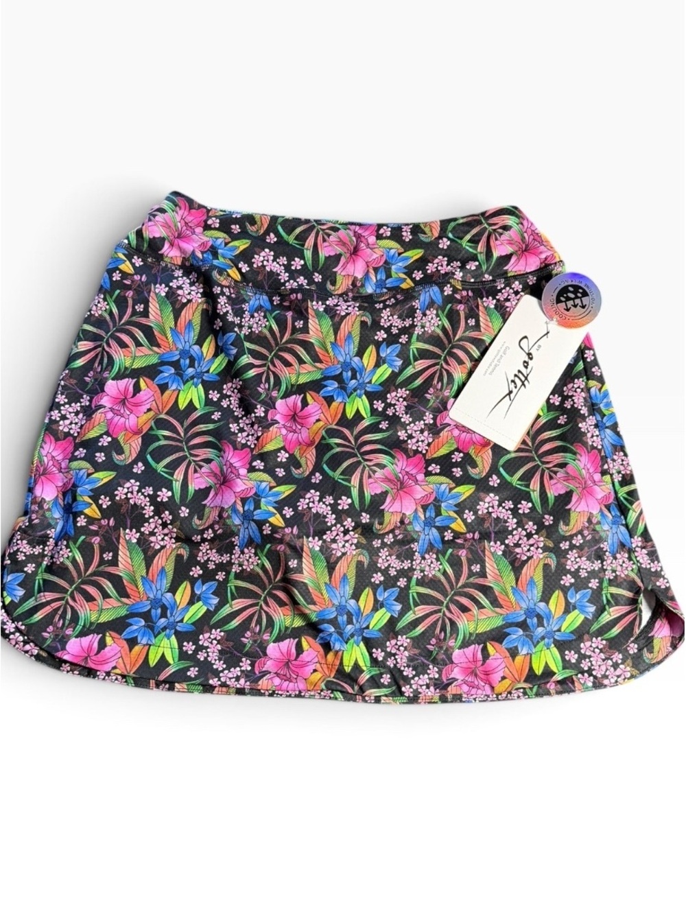 GOTTEX colorful floral midnight garden golf tennis skirt skort $82 NWT